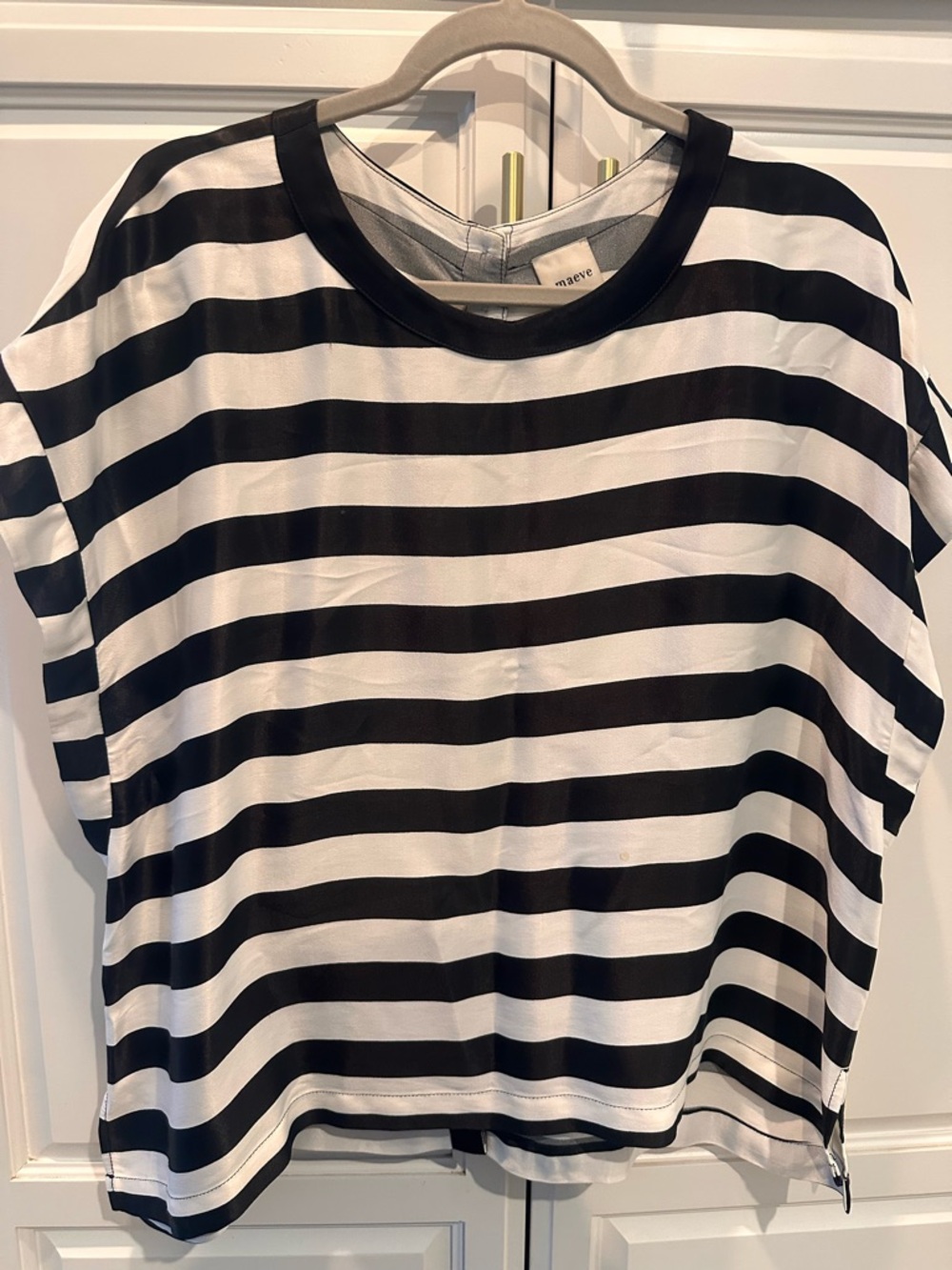 Anthropologie Maeve Black & White Striped Short Sleeve Top